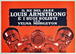 Jazz Poster Louis Armstrong Modernist Design Milan Italy Concert